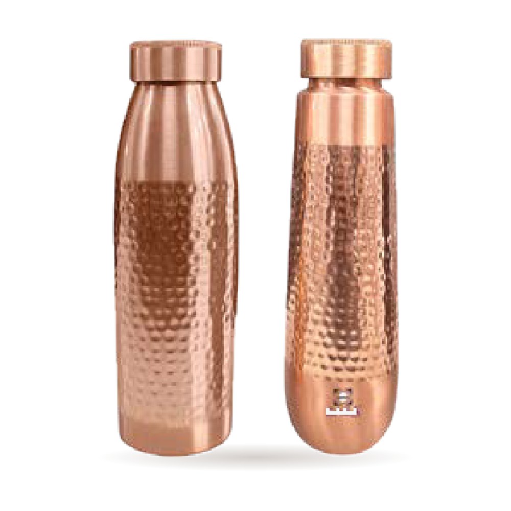 Hammered Classic & Aqua Bottle — Pure Copper