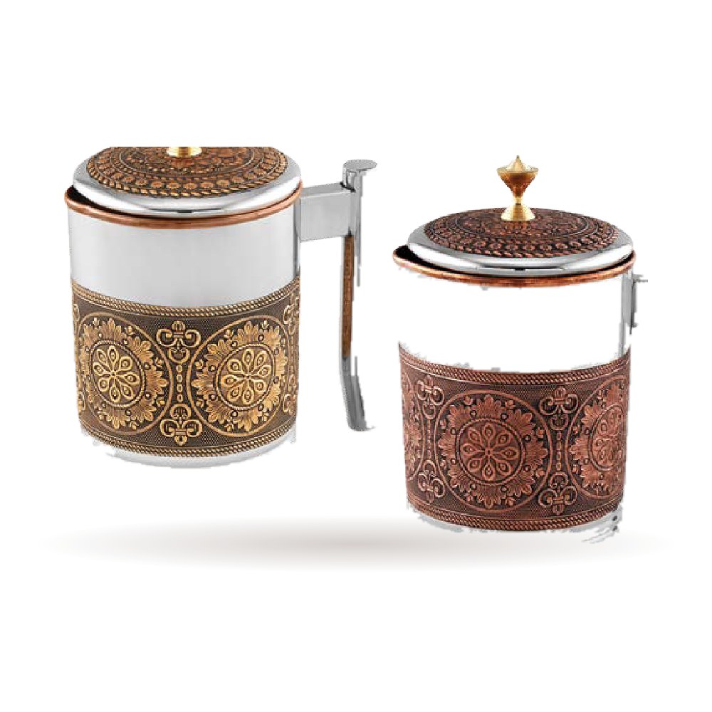 Heritage Embossed Jug — Steel–Copper