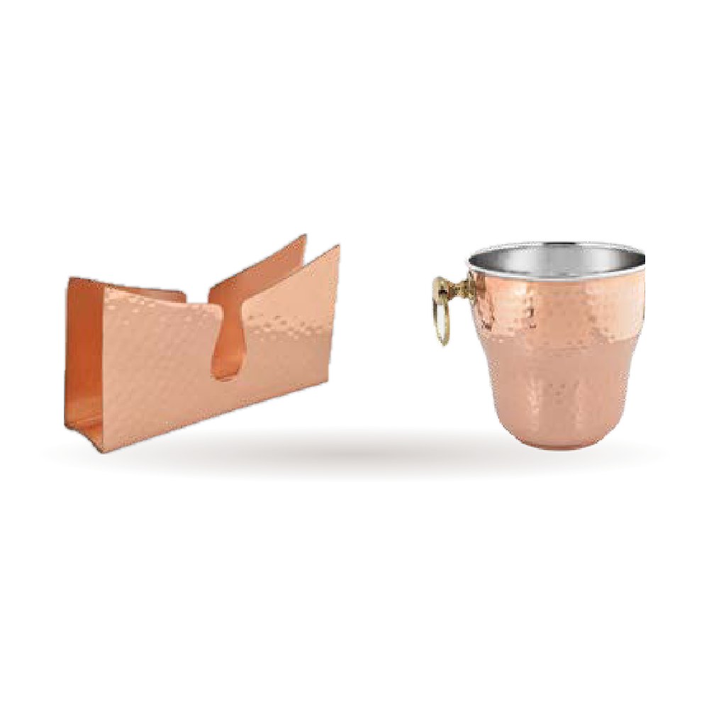 Napkin Holder & Ice Bucket — Copper