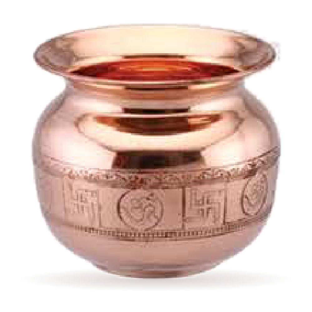 Puja Embossed Lota — Pure Copper