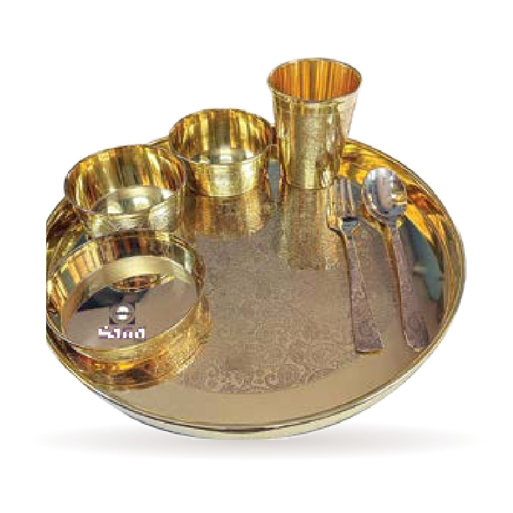 Royal Embossed Thali Set — Sheet Brass