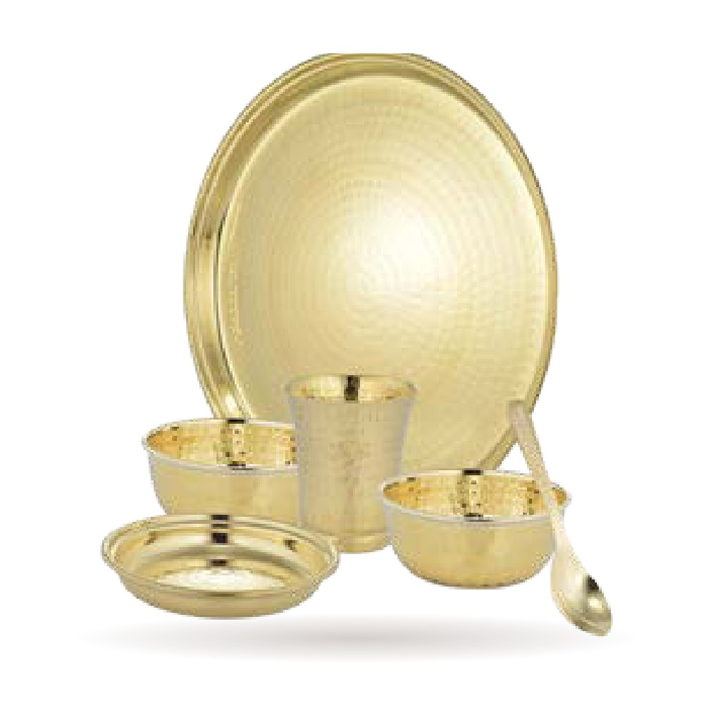 Sheet Hammered Thali Set — Brass